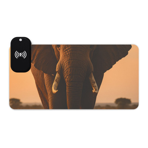 Graceful Elephant Journey - LED Gaming Mouse Pad, Wireless Charging Graceful Elephant Journey - LED Gaming Mouse Pad, Wireless Charging