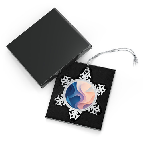 Fluid Geometry Harmony - Pewter Snowflake Ornament