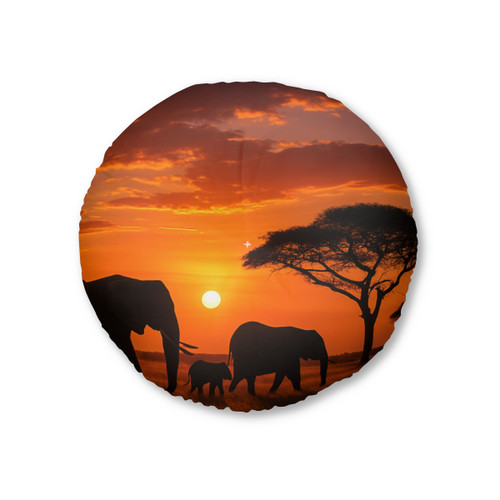 Savanna Harmony - Tufted Floor Pillow, Round