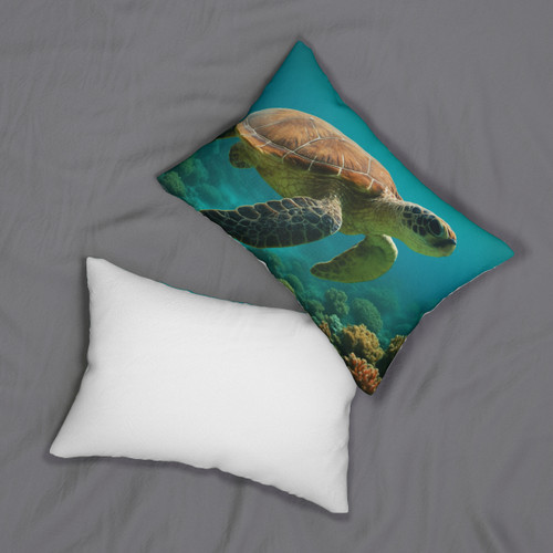 Serene Ocean Whisper - Spun Polyester Lumbar Pillow