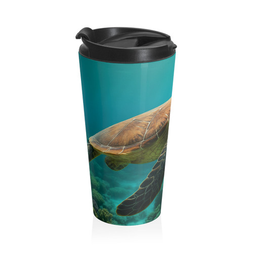 Serene Ocean Whisper - Stainless Steel Travel Mug