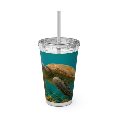 Serene Ocean Whisper - Sunsplash Tumbler with Straw, 16oz