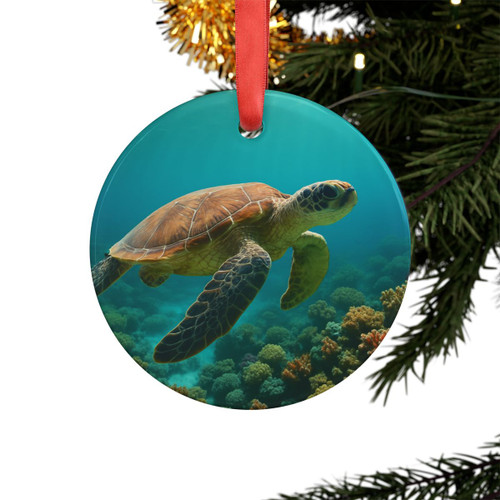 Serene Ocean Whisper - Acrylic Ornament with Ribbon