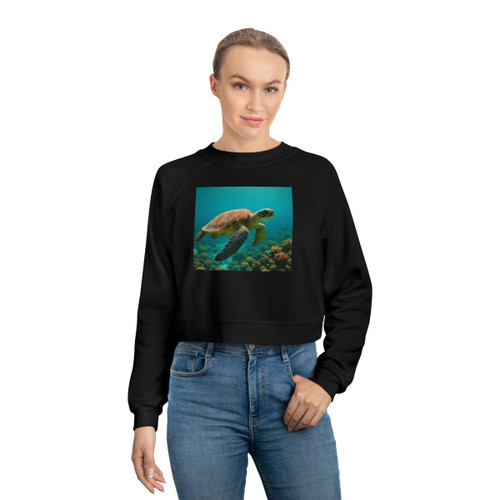 Serene Ocean Whisper - Women's Cropped Fleece Pullover Serene Ocean Whisper - Women's Cropped Fleece Pullover