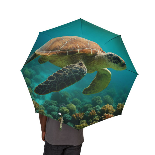 Serene Ocean Whisper - Semi-Automatic Foldable Umbrella