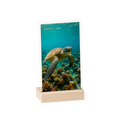 Serene Ocean Whisper - Acrylic Sign with Wooden Stand