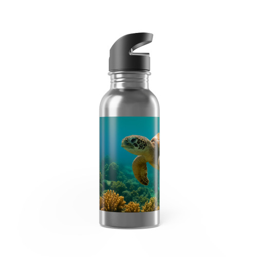 Serene Ocean Whisper - Stainless Steel Water Bottle With Straw, 20oz