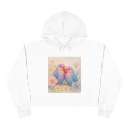 Whimsical Love Birds - Crop Hoodie