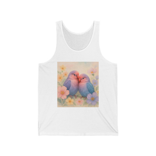 Whimsical Love Birds - Unisex Jersey Tank
