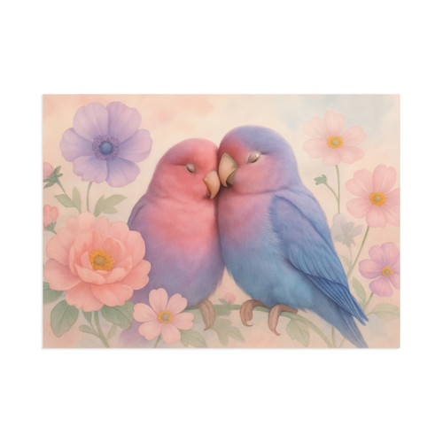 Whimsical Love Birds - Fine Art Postcards