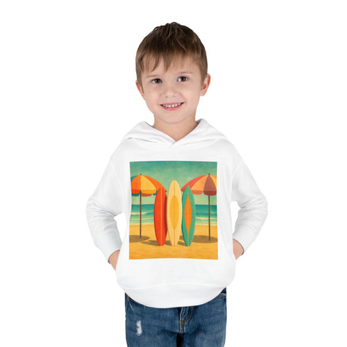 Retro Beach Getaway - Toddler Pullover Fleece Hoodie Retro Beach Getaway - Toddler Pullover Fleece Hoodie