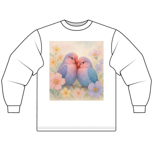 Whimsical Love Birds - Unisex Long Sleeve T-Shirt Whimsical Love Birds - Unisex Long Sleeve T-Shirt