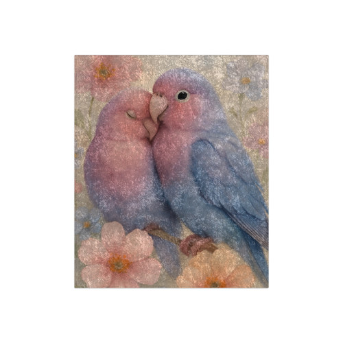 Whimsical Love Birds - Crushed Velvet Blanket