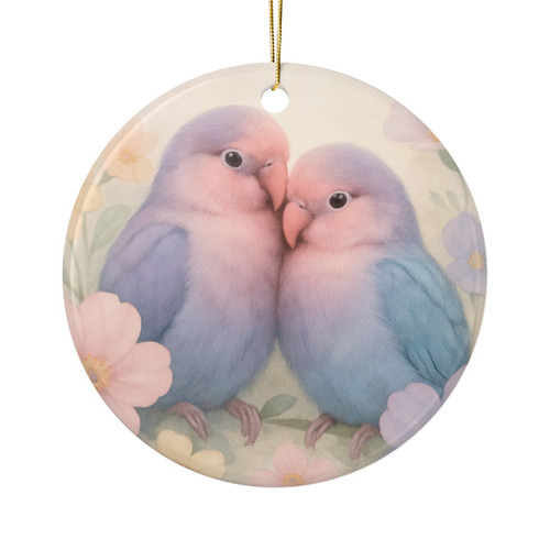 Whimsical Love Birds - Ceramic Ornaments, 2-Side Print