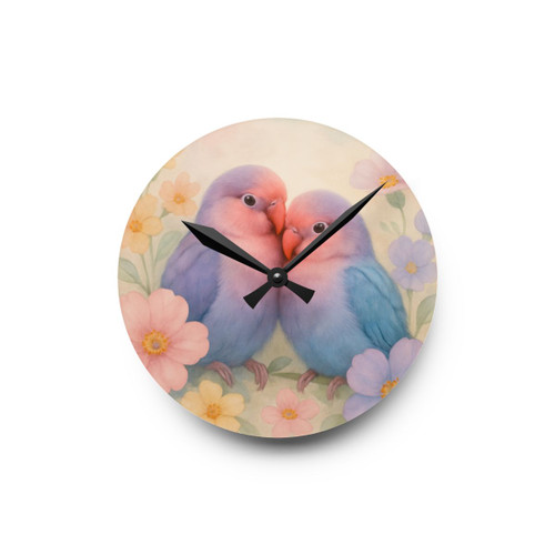 Whimsical Love Birds - Acrylic Wall Clock