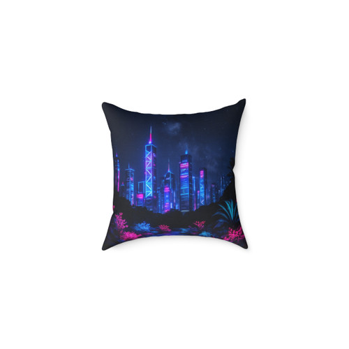 Neon Dreamscape - Square Poly Canvas Pillow