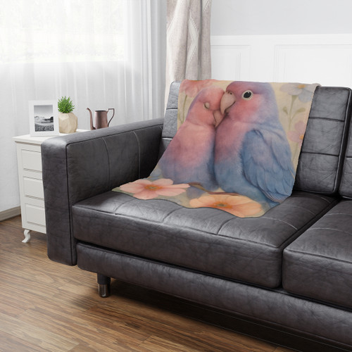 Whimsical Love Birds - Minky Blanket