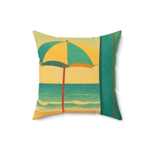 Retro Beach Getaway - Faux Suede Square Pillow