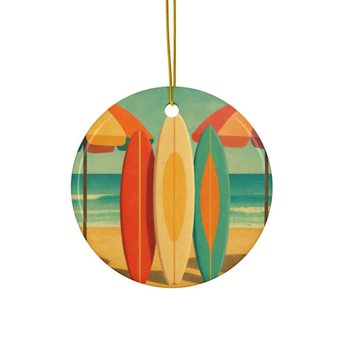 Retro Beach Getaway - Ceramic Ornaments, 2-Side Print, (1pc, 3pcs, 5pcs, 10pcs)