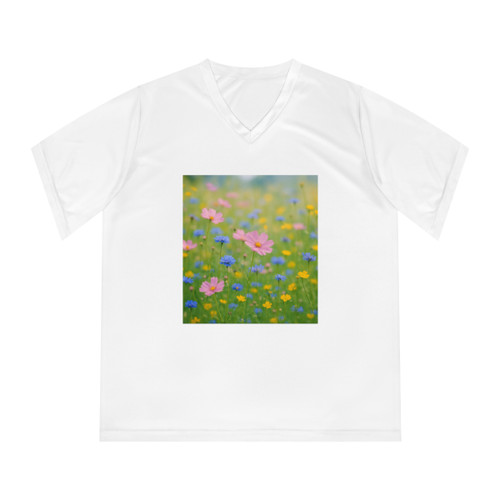 Whimsical Wildflowers - Women's Performance V-Neck T-Shirt
