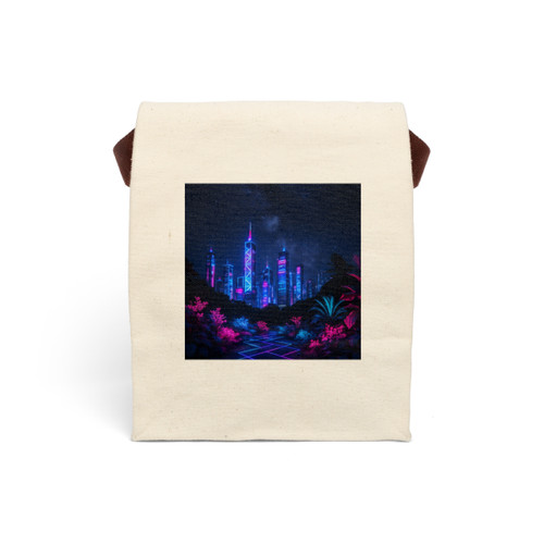 Neon Dreamscape - Canvas Lunch Bag With Strap