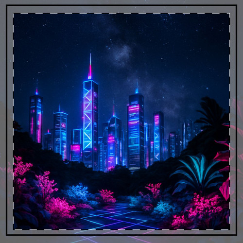 Neon Dreamscape - Throw Pillow