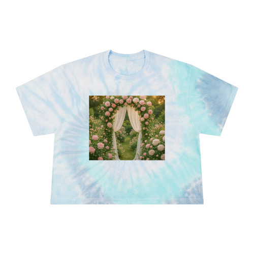 Whimsical Garden Bliss - Women's Tie-Dye Crop Tee