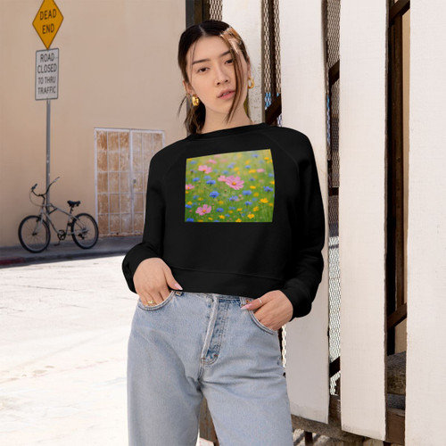 Whimsical Wildflowers - Women's Cropped Fleece Pullover Whimsical Wildflowers - Women's Cropped Fleece Pullover
