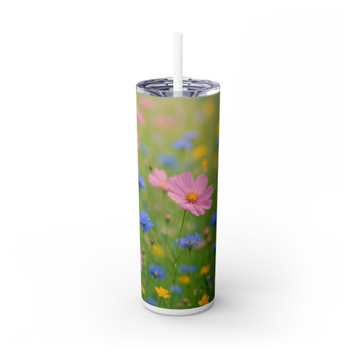 Whimsical Wildflowers - Skinny Tumbler with Straw, 20oz