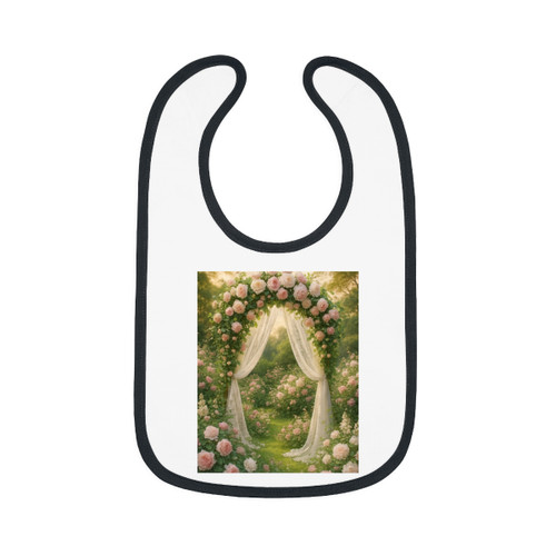 Whimsical Garden Bliss - Baby Contrast Trim Jersey Bib