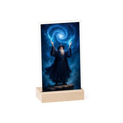 Celestial Spellcaster - Acrylic Sign with Wooden Stand
