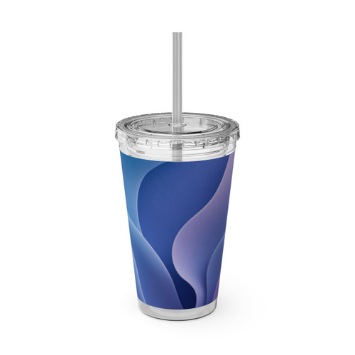Ethereal Wave Symphony - Sunsplash Tumbler with Straw, 16oz Ethereal Wave Symphony - Sunsplash Tumbler with Straw, 16oz