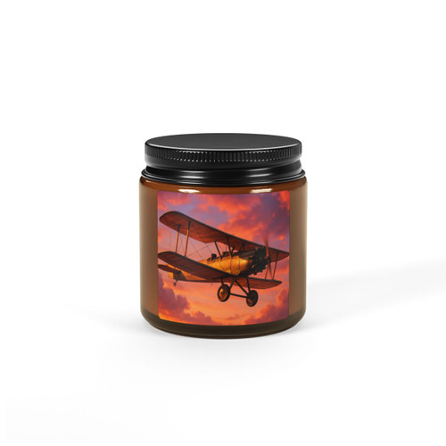 Vintage Flight Elegance - Scented Soy Candle (Multi-Size, Amber Jar)