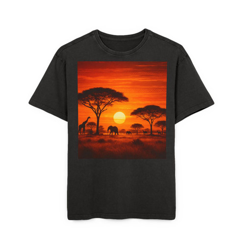 Savanna Dreamscape - Men's Acid Washed Heavy Oversize Tee