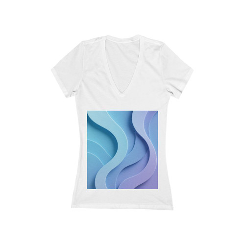 Ethereal Wave Symphony - Women's Jersey Short Sleeve Deep V-Neck Tee