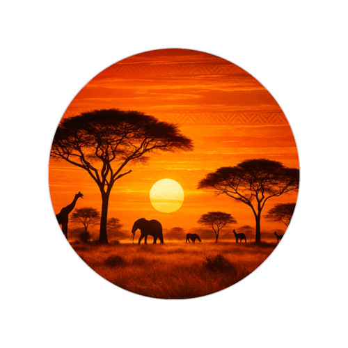 Savanna Dreamscape - Transparent Outdoor Stickers, Round, 1pcs