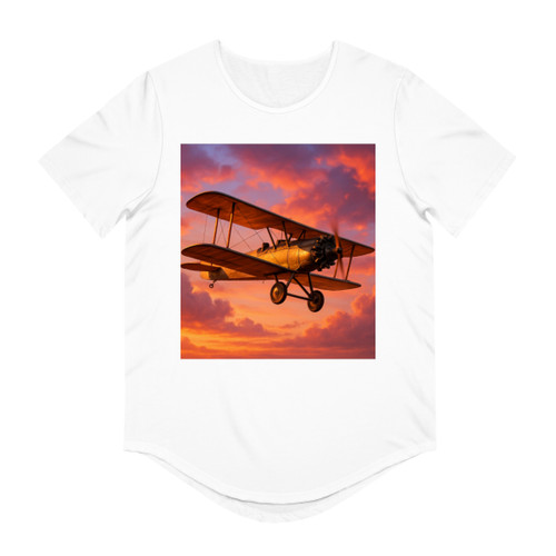 Vintage Flight Elegance - Men's Jersey Curved Hem Tee