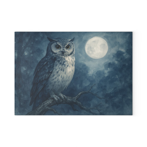 Ethereal Owl Watch - Glass Cutting Board