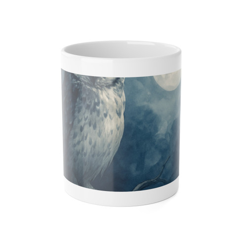 Ethereal Owl Watch - White Ceramic Mug, 11oz