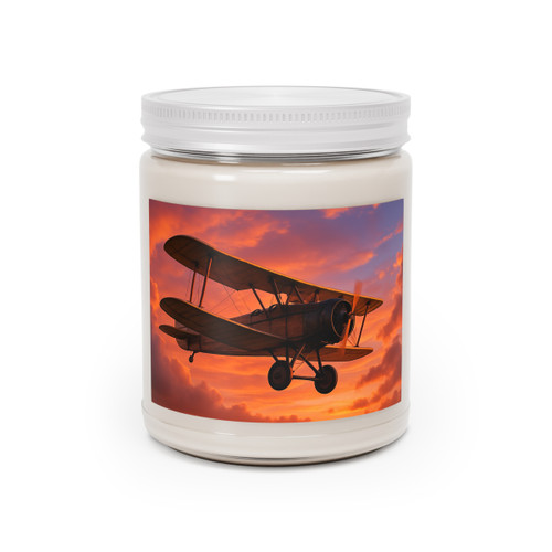 Vintage Flight Elegance - Scented Soy Candles with White Lid, 9oz