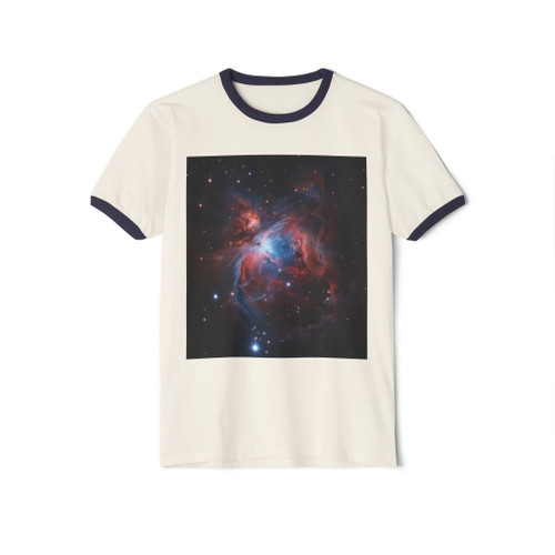 Celestial Symphony of the Orion Nebula - Unisex Cotton Ringer T-Shirt