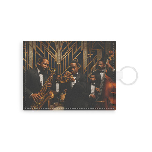 Gilded Jazz Nights - Saffiano Leather Card Holder