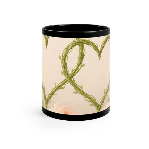 Eternal Love Blooms - Black Coffee Mug, 11oz