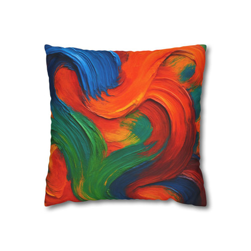 Whimsical Brushstrokes - Square Poly Canvas Pillowcase