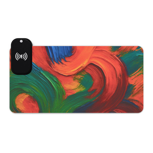 Whimsical Brushstrokes - LED Gaming Mouse Pad, Wireless Charging