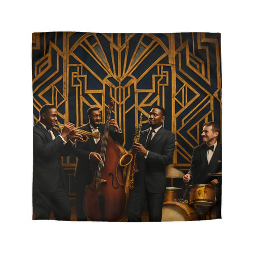 Gilded Jazz Nights - Microfiber Duvet Cover