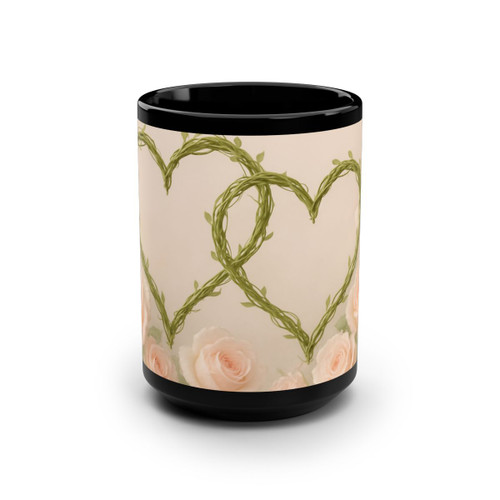 Eternal Love Blooms - Black Mug, 15oz