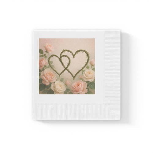 Eternal Love Blooms - White Coined Napkins