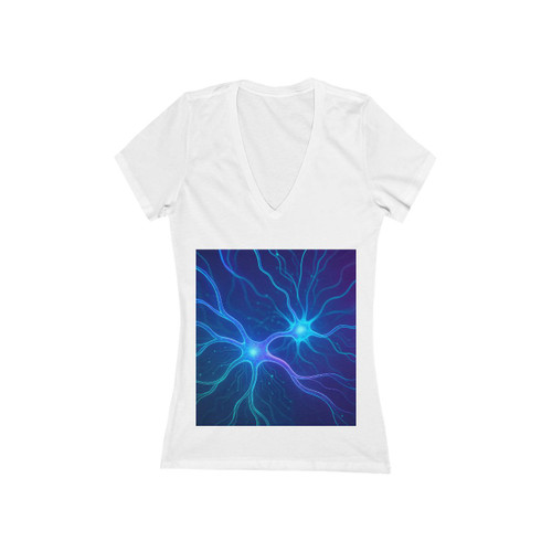 Neural Dreamscape - Women's Jersey Short Sleeve Deep V-Neck Tee