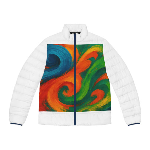 Whimsical Brushstrokes - Men's Puffer Jacket (AOP)